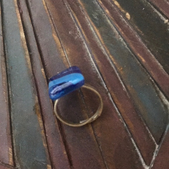 Adjustable glass ring, blue - Picture 6 of 12